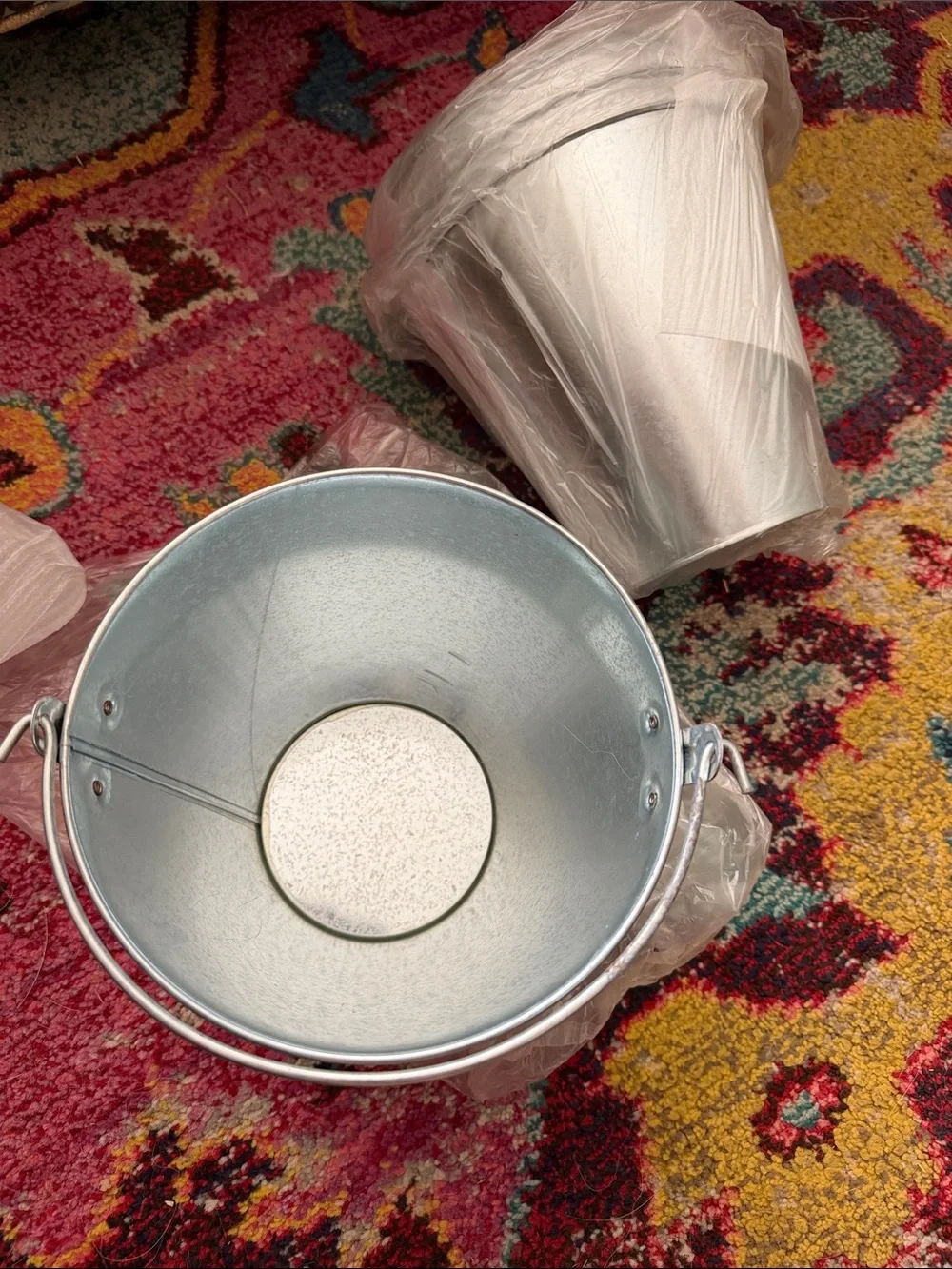Set of 4 Silver Metal Buckets